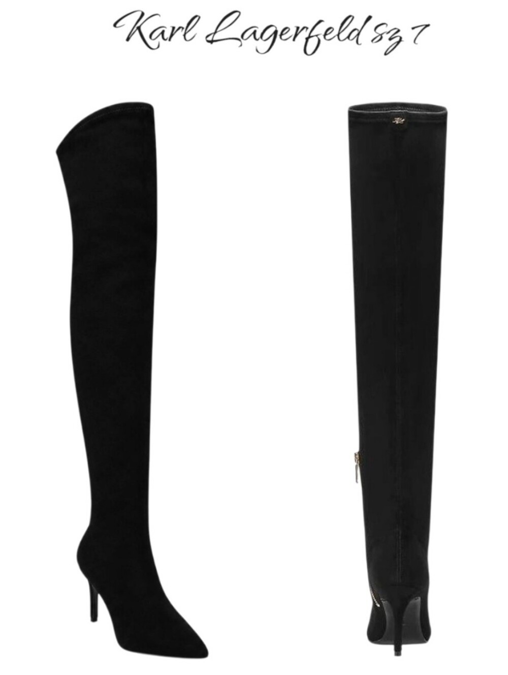 Karl Lagerfeld Paris Rhodri Rococo Black Over The Knee Boots 7 New